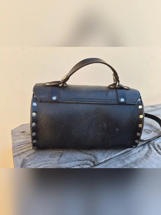 HARLEY-DAVIDSON VINTAGE BLACK LEATHER SADDLE HANDBAG - Picture 6 of 11